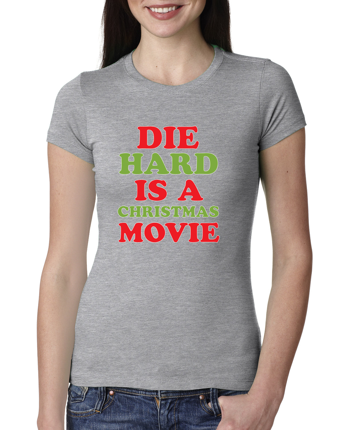 Die Hard is a Christmas Movie Christmas Womens Slim Fit Junior Tee