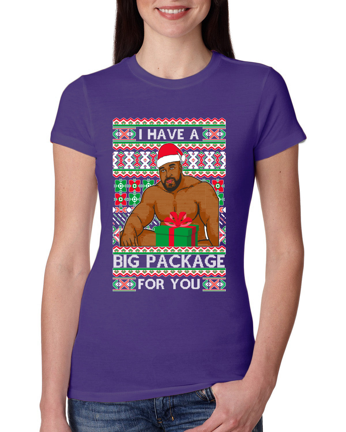 I have a Big package Meme Barry Wood  Ugly Christmas Sweater Womens Slim Fit Junior Tee