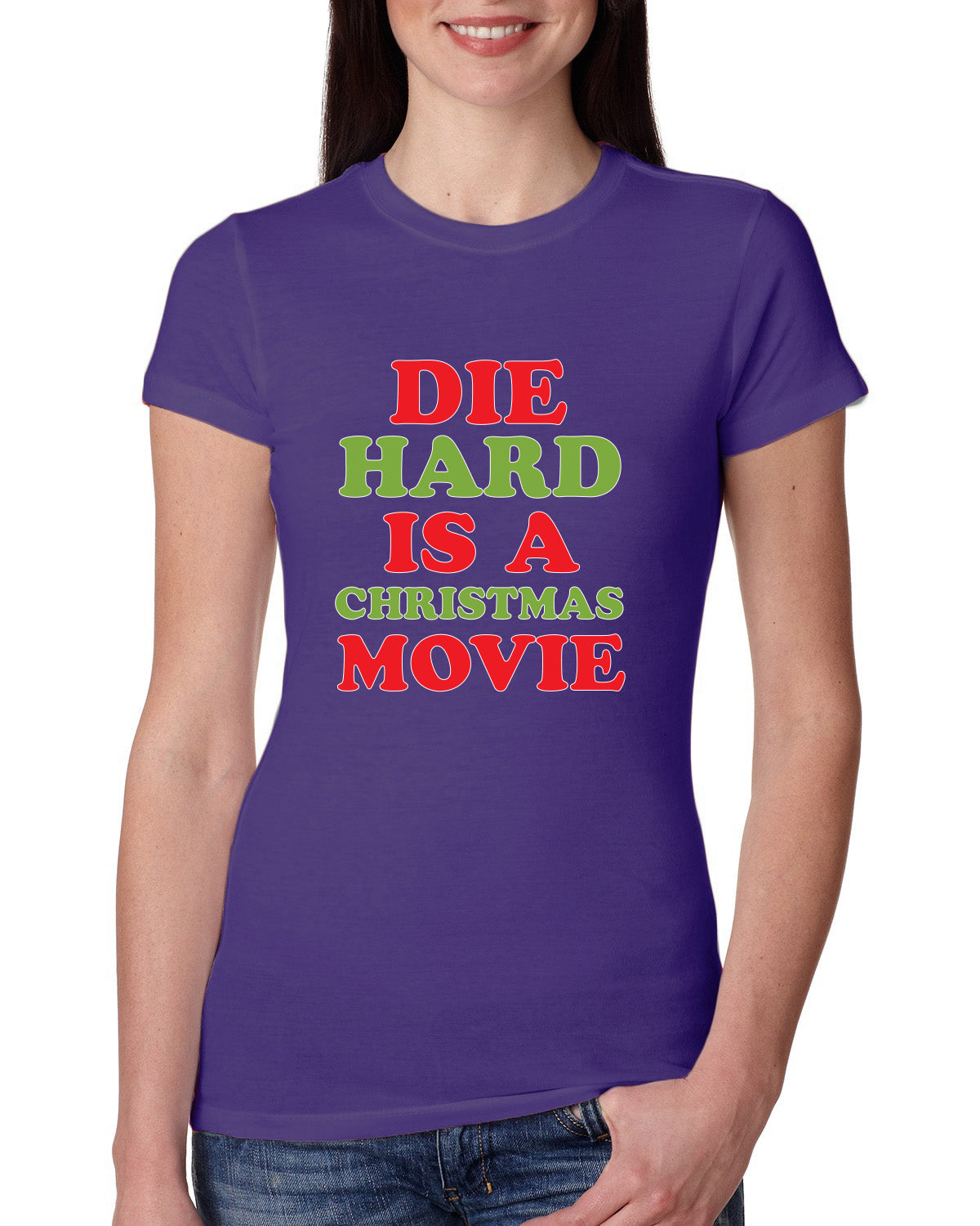 Die Hard is a Christmas Movie Christmas Womens Slim Fit Junior Tee