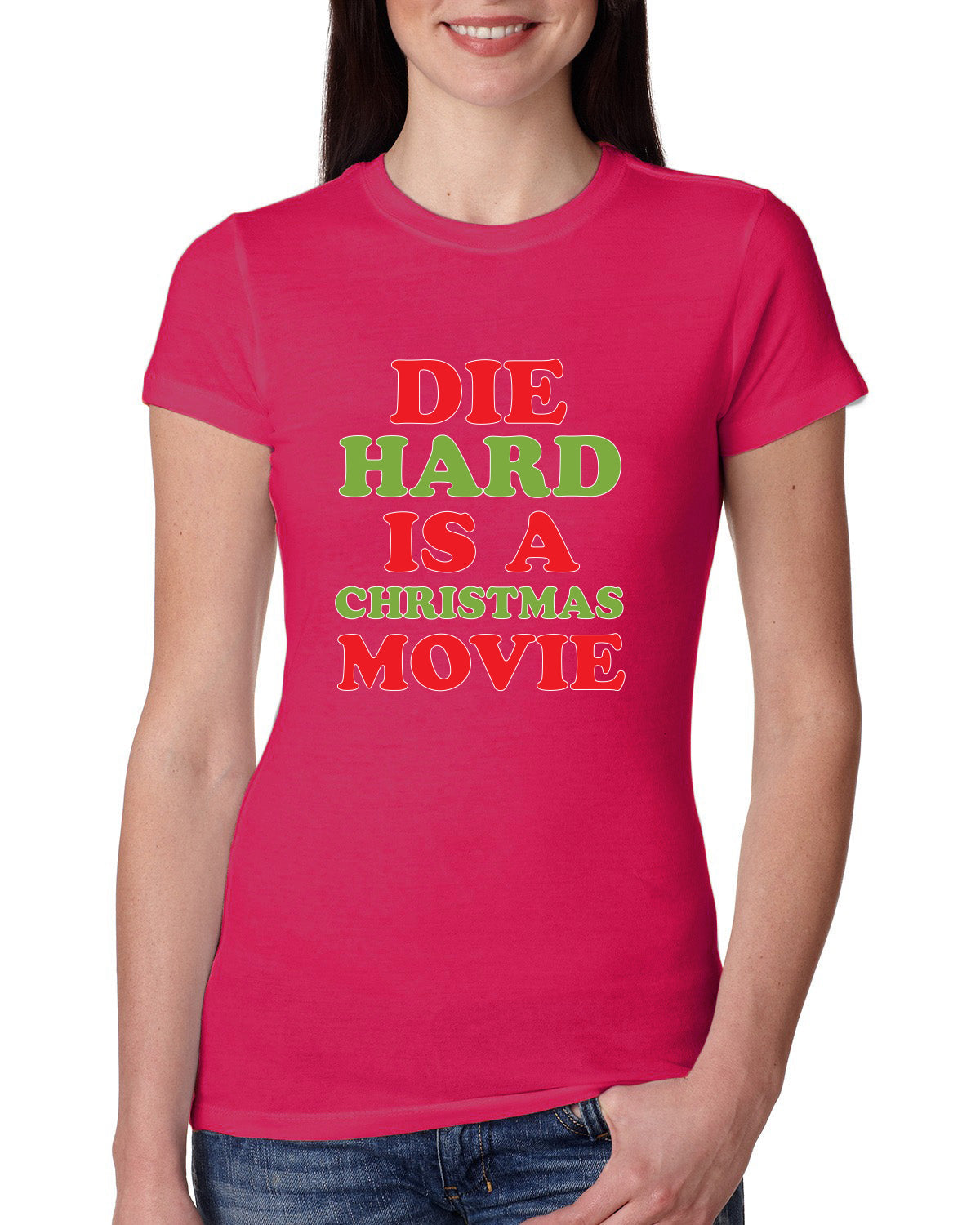 Die Hard is a Christmas Movie Christmas Womens Slim Fit Junior Tee