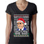 Santas Coming That's What She Said Michael Scott Ugly Christmas Sweater Womens Junior Fit V-Neck Tee