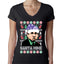 Santa Mike Michael Scott The Office Ugly Christmas Sweater Womens Junior Fit V-Neck Tee