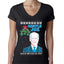 Mistle Joe Shut Up And Kiss Me Man Biden Ugly Christmas Sweater Womens Junior Fit V-Neck Tee