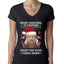 Merry Christmas to Everyone Except Carole Baskin Ugly Christmas Sweater Womens Junior Fit V-Neck Tee