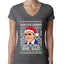 Santas Coming That's What She Said Michael Scott Ugly Christmas Sweater Womens Junior Fit V-Neck Tee