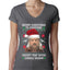 Merry Christmas to Everyone Except Carole Baskin Ugly Christmas Sweater Womens Junior Fit V-Neck Tee