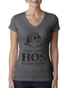 Theres some Hos in this House Ugly Christmas Sweater Womens Junior Fit V-Neck Tee