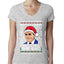 Santas Coming That's What She Said Michael Scott Ugly Christmas Sweater Womens Junior Fit V-Neck Tee