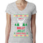 Have A Holly Jolly Christmas Ugly Christmas Sweater Womens Junior Fit V-Neck Tee