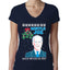 Mistle Joe Shut Up And Kiss Me Man Biden Ugly Christmas Sweater Womens Junior Fit V-Neck Tee
