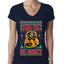 Strike First Strike Hard No Mercy Xmas Ugly Christmas Sweater Womens Junior Fit V-Neck Tee