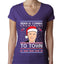 Biden Is Coming To Town Ugly Christmas Sweater Womens Junior Fit V-Neck Tee