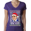 Santas Coming That's What She Said Michael Scott Ugly Christmas Sweater Womens Junior Fit V-Neck Tee