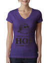 Theres some Hos in this House Ugly Christmas Sweater Womens Junior Fit V-Neck Tee