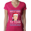 Biden Is Coming To Town Ugly Christmas Sweater Womens Junior Fit V-Neck Tee