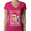 Santas Coming That's What She Said Michael Scott Ugly Christmas Sweater Womens Junior Fit V-Neck Tee
