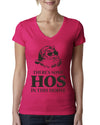 Theres some Hos in this House Ugly Christmas Sweater Womens Junior Fit V-Neck Tee