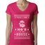 Theres Some Hos in the House Santa Ugly Christmas Sweater Womens Junior Fit V-Neck Tee