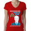Mistle Joe Shut Up And Kiss Me Man Biden Ugly Christmas Sweater Womens Junior Fit V-Neck Tee