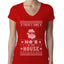 Theres Some Hos in the House Santa Ugly Christmas Sweater Womens Junior Fit V-Neck Tee