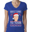 Biden Is Coming To Town Ugly Christmas Sweater Womens Junior Fit V-Neck Tee