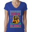 Strike First Strike Hard No Mercy Xmas Ugly Christmas Sweater Womens Junior Fit V-Neck Tee