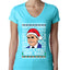 Santas Coming That's What She Said Michael Scott Ugly Christmas Sweater Womens Junior Fit V-Neck Tee