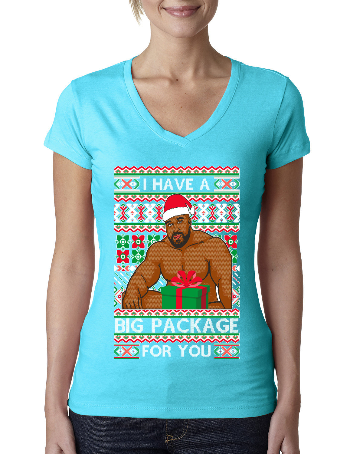 I have a Big package Meme Barry Wood  Ugly Christmas Sweater Womens Junior Fit V-Neck Tee