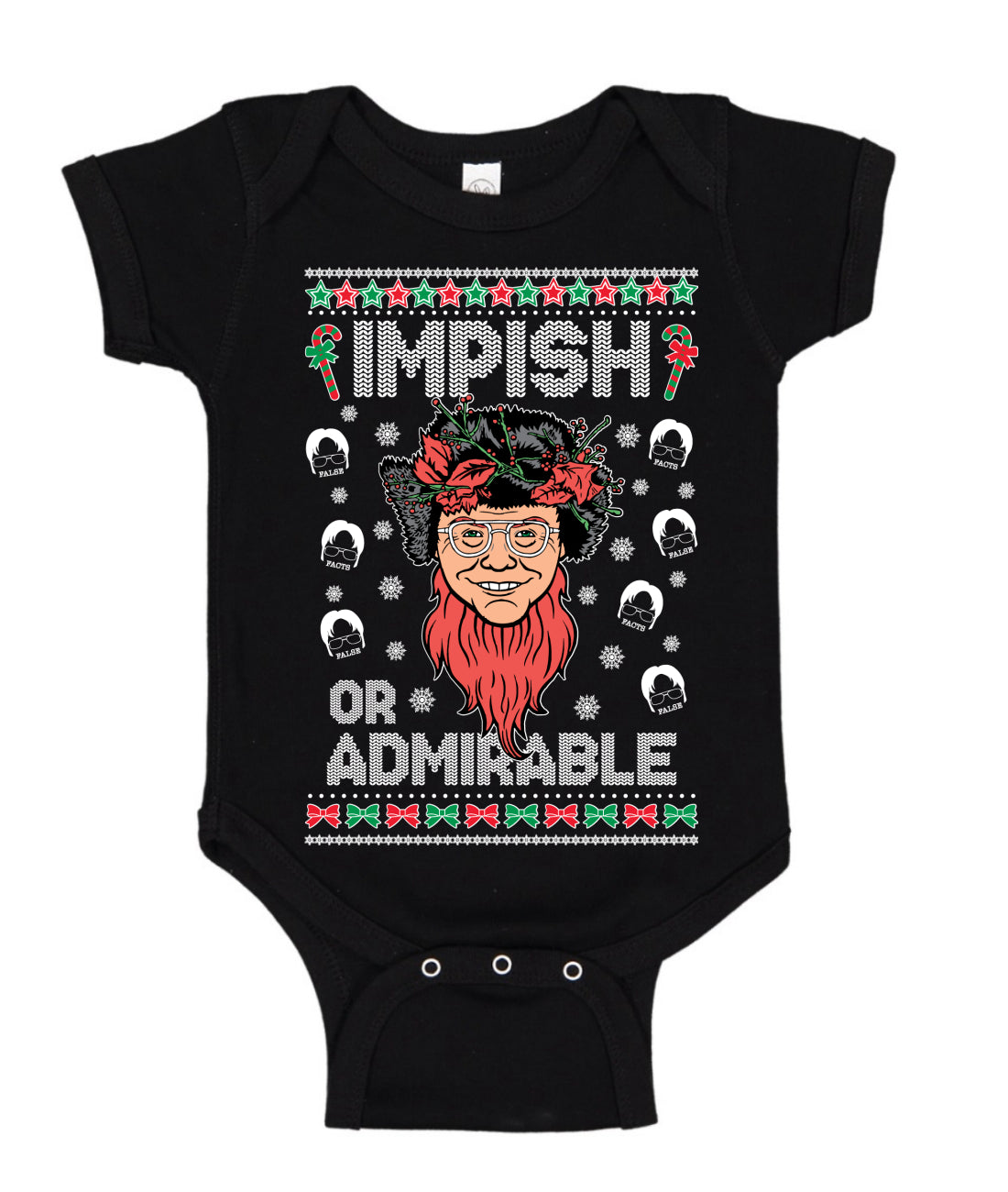 Impish Or Admirable Ugly Christmas Sweater Baby Creeper Boys Girls Infant Bodysuit