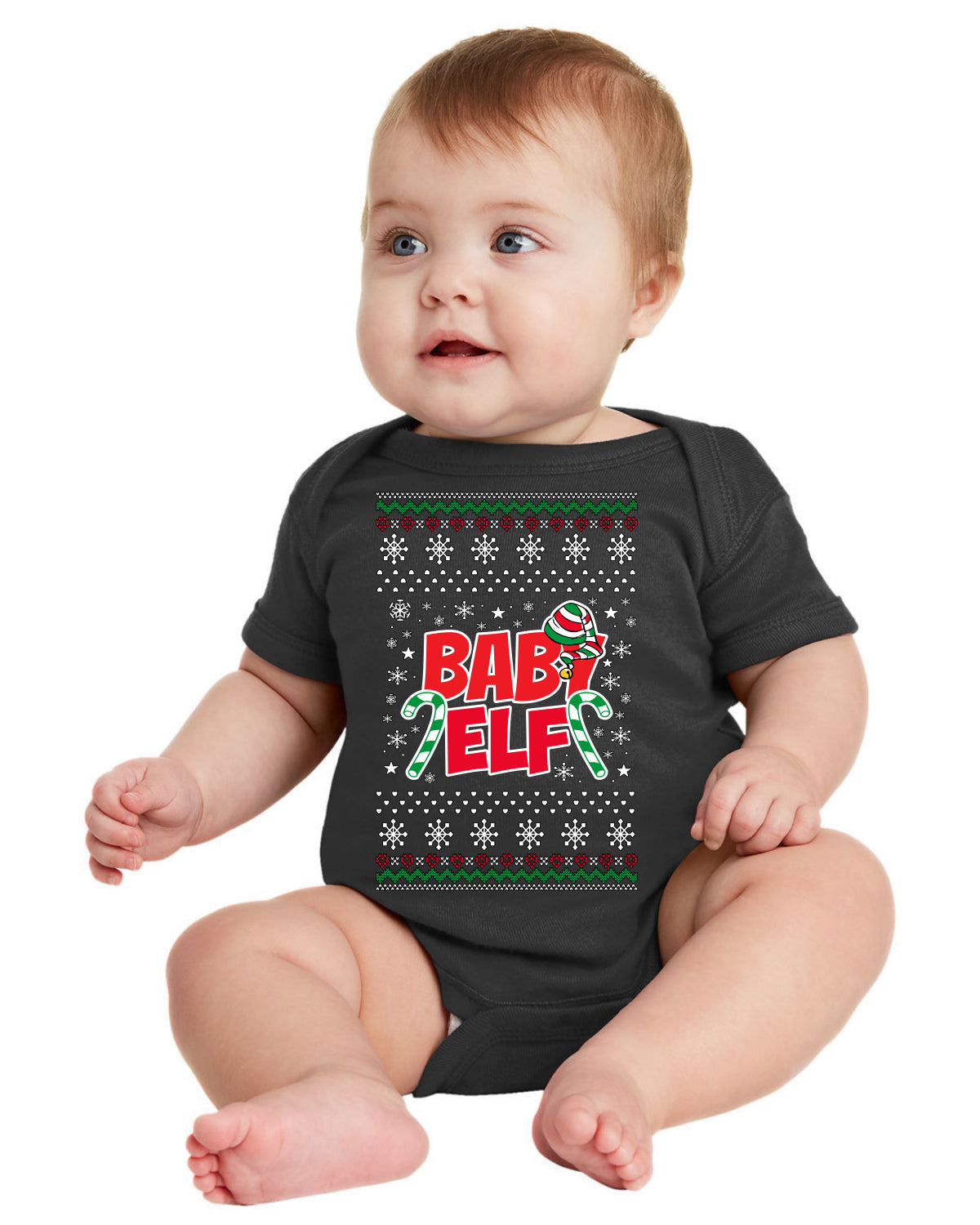 Baby Elf Cute Holiday Winter Infant Toddler Creeper Boys Girls Ugly Christmas Sweater Baby Creeper Boys Girls Infant Bodysuit