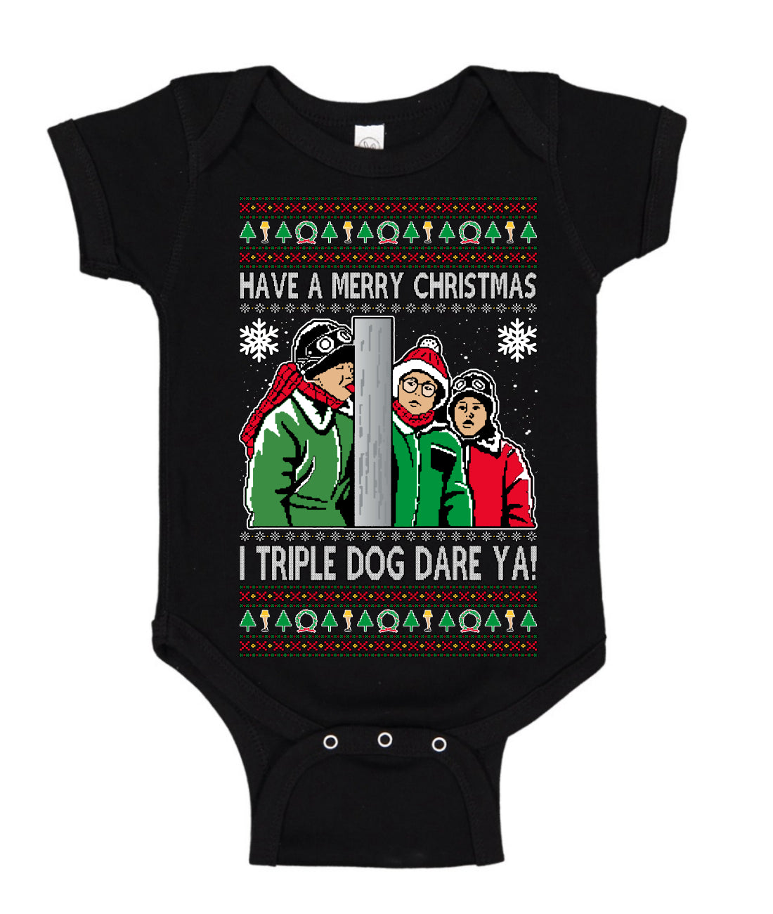 I Triple Dog Dare Ya Merry Story Ugly Christmas Sweater Baby Creeper Boys Girls Infant Bodysuit