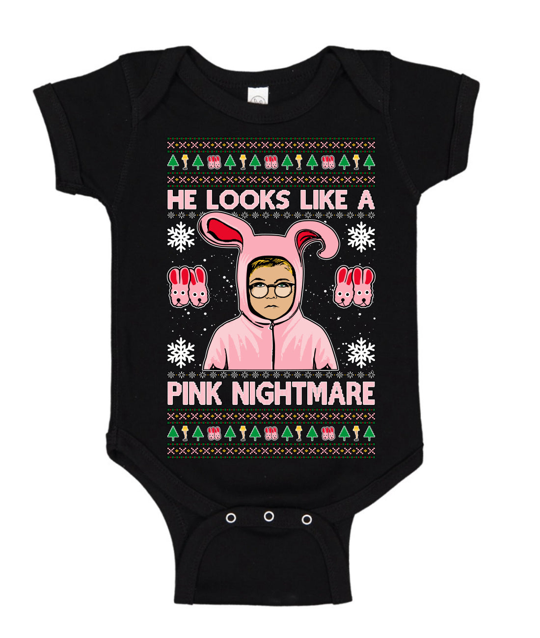He Looks Like A Pink Nightmare Story Ugly Christmas Sweater Baby Creeper Boys Girls Infant Bodysuit