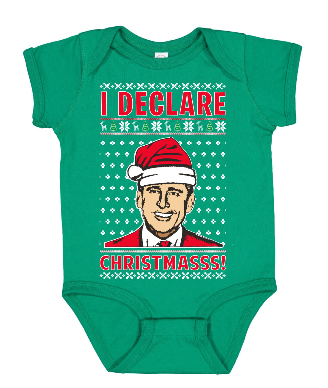 I Declare Christmasss Michael Scott Office Tv Ugly Christmas Sweater Baby Creeper Boys Girls Infant Bodysuit