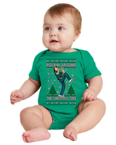 Rockin Around the Christmas Tree Raygun Viral Breakdancer Ugly Christmas Baby Creeper Boys Girls Infant Bodysuit