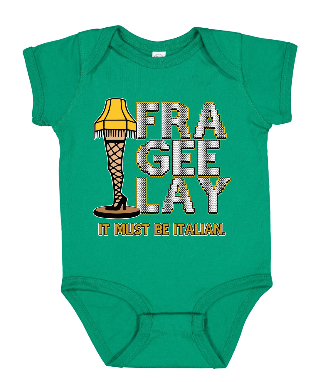 FRA-GEE-LAY Leg Lamp Story Ugly Christmas Sweater Baby Creeper Boys Girls Infant Bodysuit
