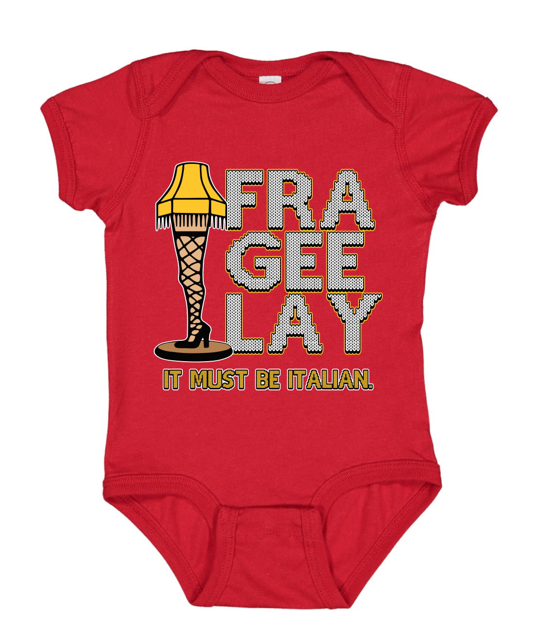 FRA-GEE-LAY Leg Lamp Story Ugly Christmas Sweater Baby Creeper Boys Girls Infant Bodysuit