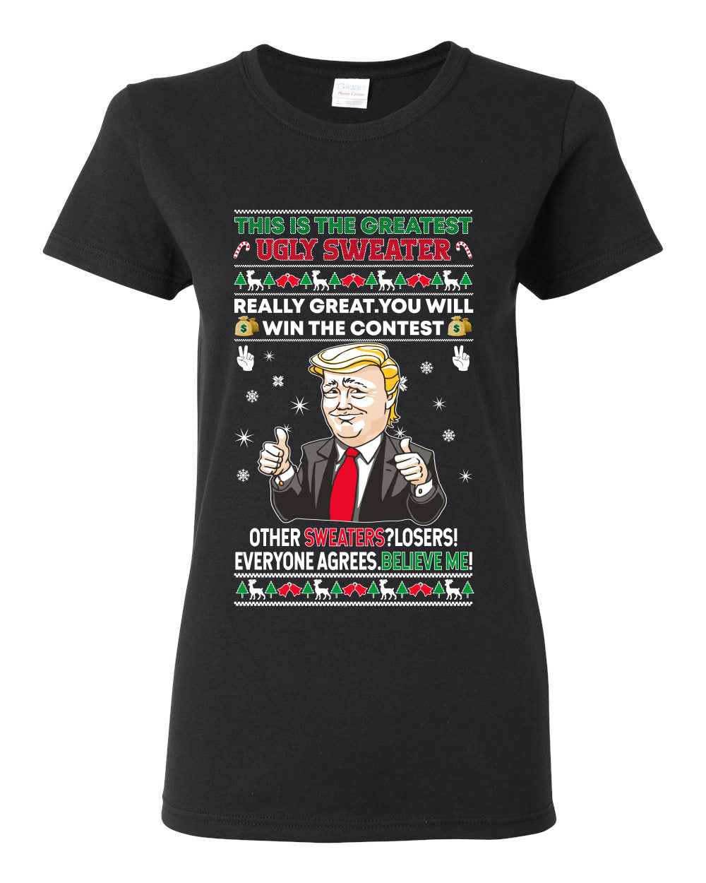 Trump This is the Greatest Ugly Christmas Sweater Womens Graphic T-Shirt