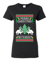 Merry Christmas Bitches Ugly Christmas Sweater Womens Graphic T-Shirt