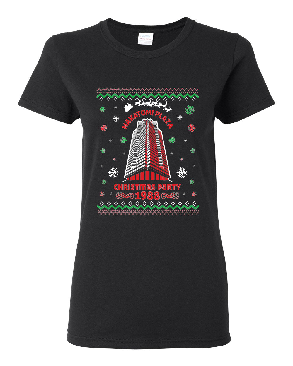 Nakatomi Plaza Christmas Party 1988 Ugly Christmas Sweater Womens Graphic T-Shirt