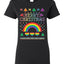 Merry Christmas Rainbow Hearts Womens Graphic T-Shirt