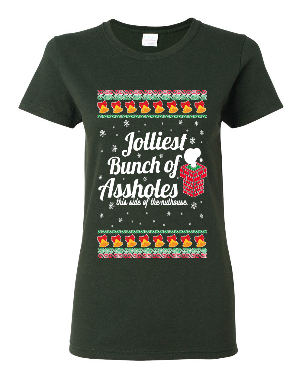 Jolliest Bunch of Assholes Xmas Movie Ugly Christmas Sweater Womens Graphic T-Shirt