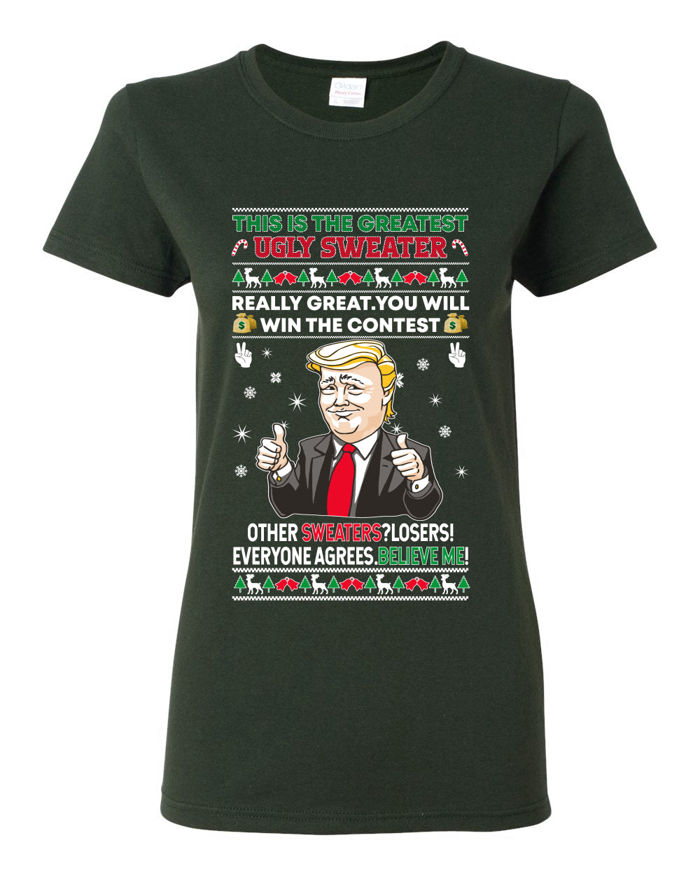 Trump This is the Greatest Ugly Christmas Sweater Womens Graphic T-Shirt