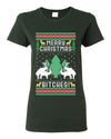 Merry Christmas Bitches Ugly Christmas Sweater Womens Graphic T-Shirt