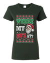 Where my Hos At Santa Funny Ugly Christmas Sweater Womens Graphic T-Shirt