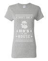 Theres Some Hos in the House Santa Ugly Christmas Sweater Womens Graphic T-Shirt
