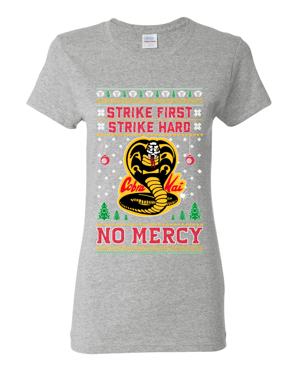 Strike First Strike Hard No Mercy Xmas Ugly Christmas Sweater Womens Graphic T-Shirt