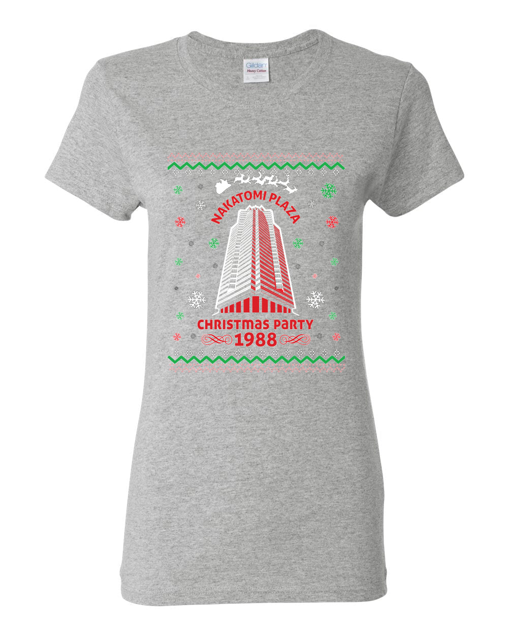 Nakatomi Plaza Christmas Party 1988 Ugly Christmas Sweater Womens Graphic T-Shirt