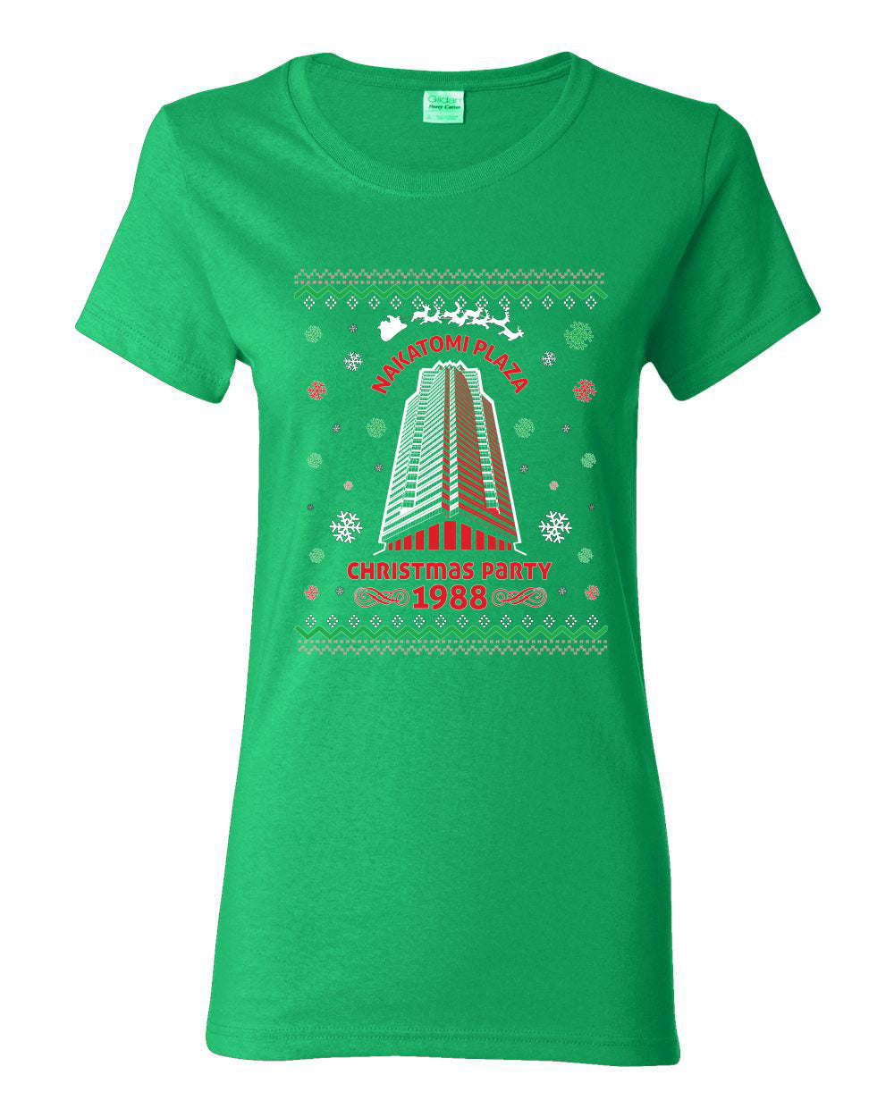 Nakatomi Plaza Christmas Party 1988 Ugly Christmas Sweater Womens Graphic T-Shirt