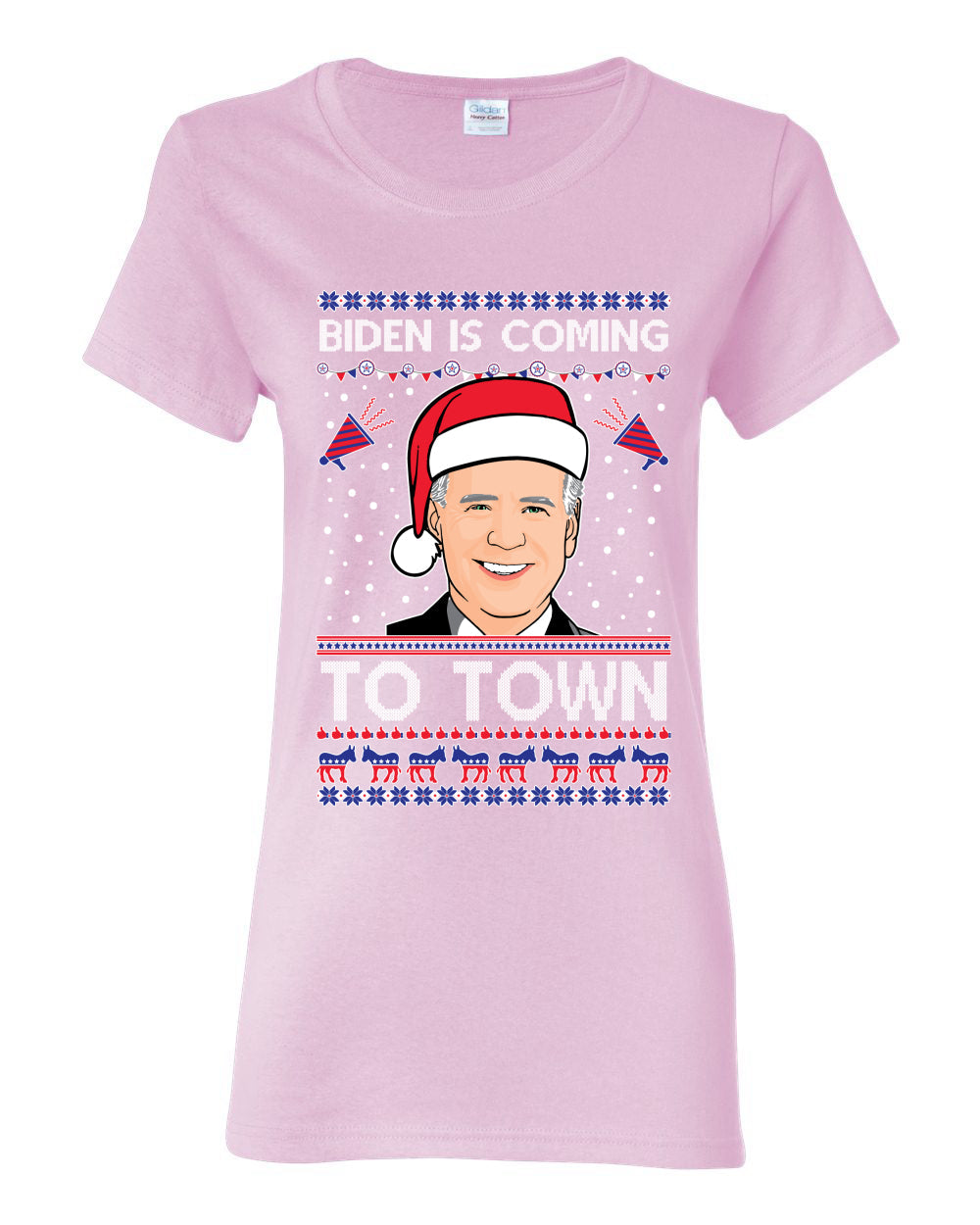 Biden Is Coming To Town Ugly Christmas Sweater Womens Graphic T-Shirt