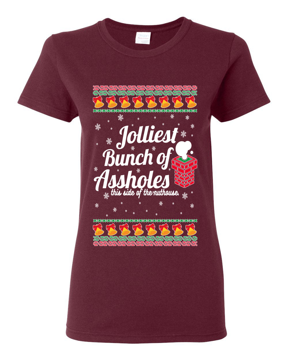 Jolliest Bunch of Assholes Xmas Movie Ugly Christmas Sweater Womens Graphic T-Shirt